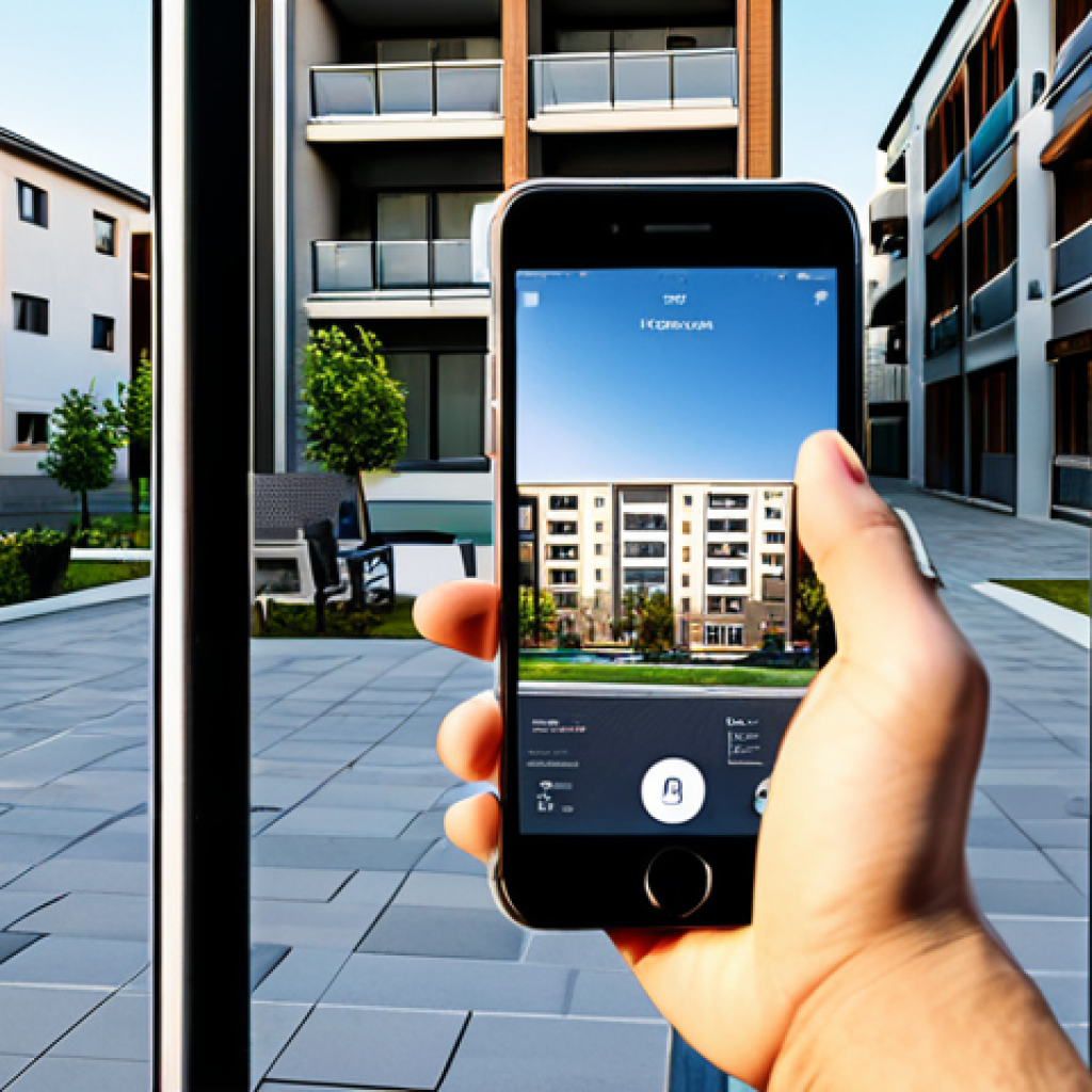Community Communication**

A friendly apartment manager, fully clothed in professional attire, using a mobile app to communicate with residents. The background shows a modern apartment complex courtyard with families enjoying the space, safe for work, appropriate content, perfect anatomy, well-formed hands, professional setting, modest clothing, family-friendly.

**