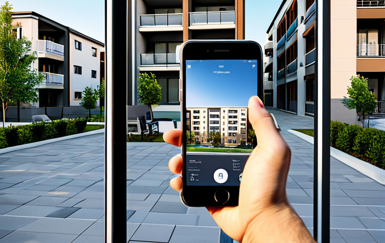 Community Communication**
A friendly apartment manager, fully clothed in professional attire, using a mobile app to communicate with residents. The background shows a modern apartment complex courtyard with families enjoying the space, safe for work, appropriate content, perfect anatomy, well-formed hands, professional setting, modest clothing, family-friendly.
**