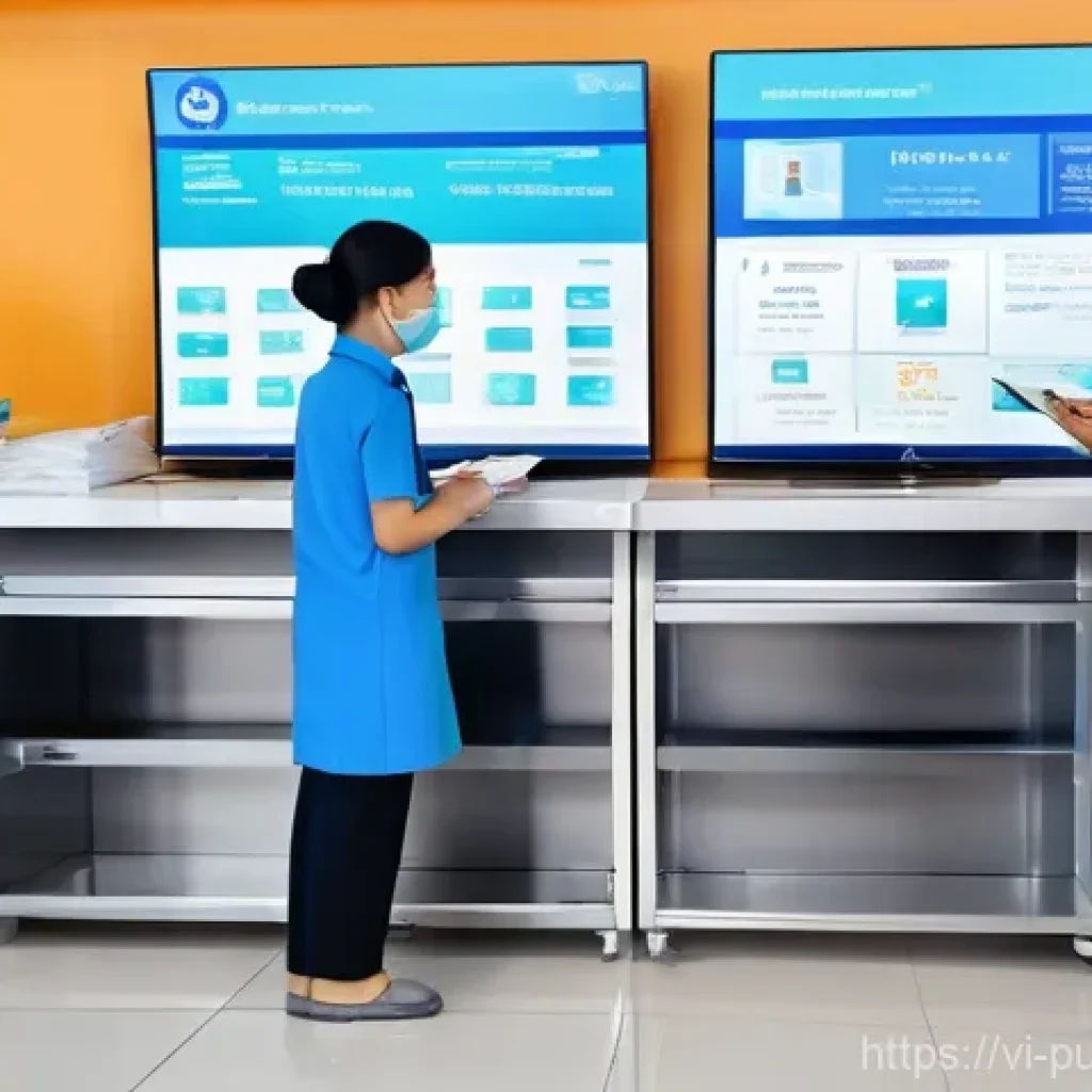 공공관리사 필기시험에서 자주 출제되는 이론 - A bustling, modern public service center in a vibrant Vietnamese city. Diverse citizens, including a...