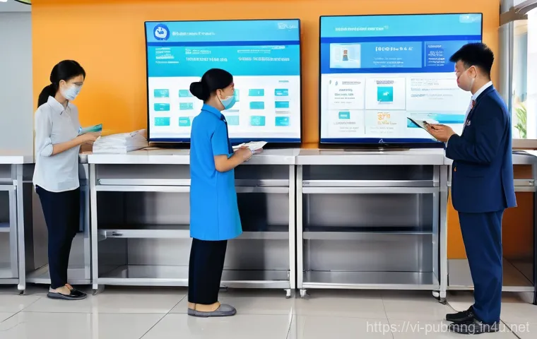 공공관리사 필기시험에서 자주 출제되는 이론 - A bustling, modern public service center in a vibrant Vietnamese city. Diverse citizens, including a...