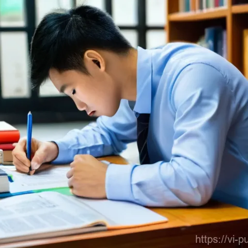 공공관리사 시험 준비를 위한 추천 강의와 자료 - **Prompt:** A focused Vietnamese student, approximately 25 years old, diligently studying at a well-...