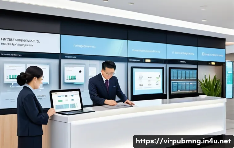 공공관리사와 관련된 국제 협력 사례와 교훈 - **Prompt:** A bustling, ultra-modern government service hub, brightly lit with natural light, in a c...