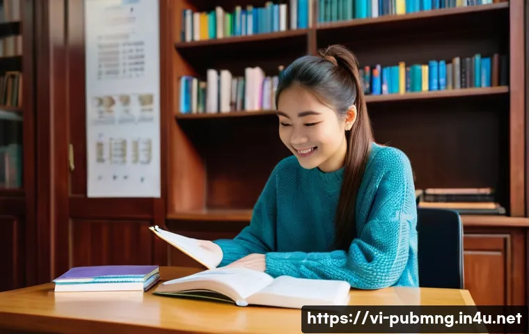 공공관리사 필기시험 대비를 위한 시간 관리 전략 - **Prompt:** A brightly lit, cozy study room. A young woman sits at a large wooden desk covered with ...