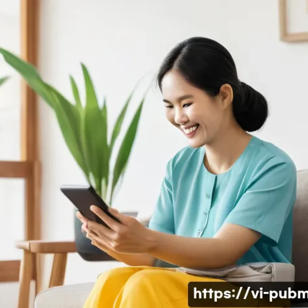 공공관리사와 관련된 최신 트렌드와 연구 주제 - **Prompt:** A heartwarming scene in a bright, modern Vietnamese living room. A smiling Vietnamese mo...