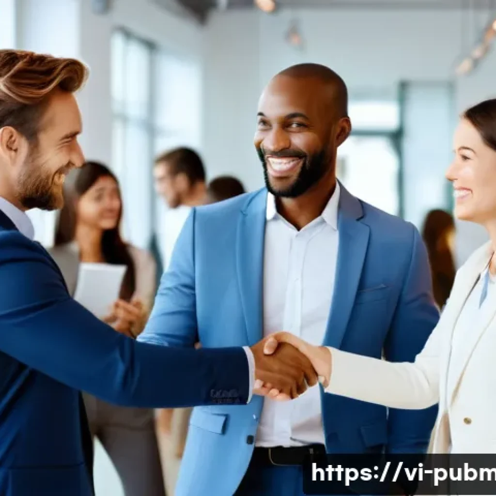 공공관리사 이직 시 활용 가능한 네트워크 - **Prompt:** A diverse group of young and middle-aged professionals, both men and women, are gathered...