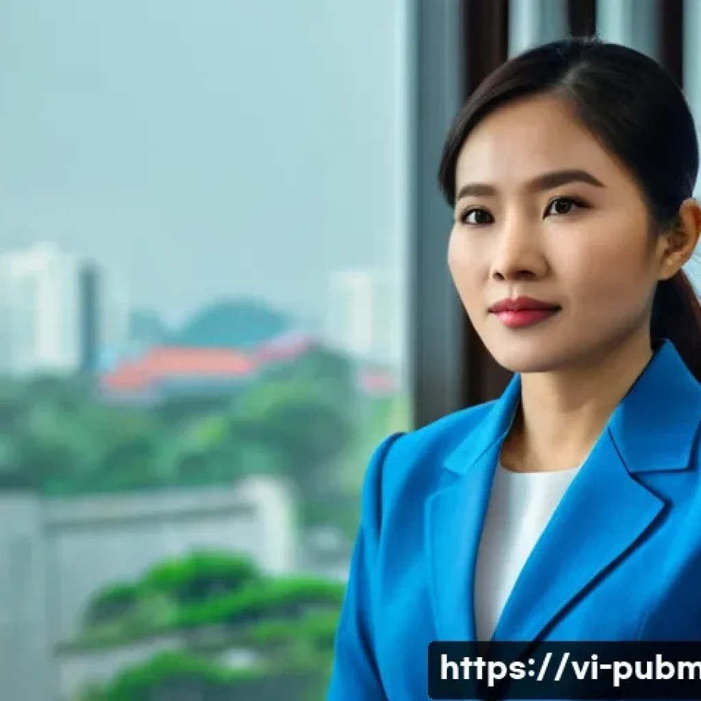 공공관리사 자격증으로 가능한 직무 변화와 도전 - **Prompt:** A young, confident Vietnamese woman, mid-20s to early 30s, dressed in a smart, contempor...