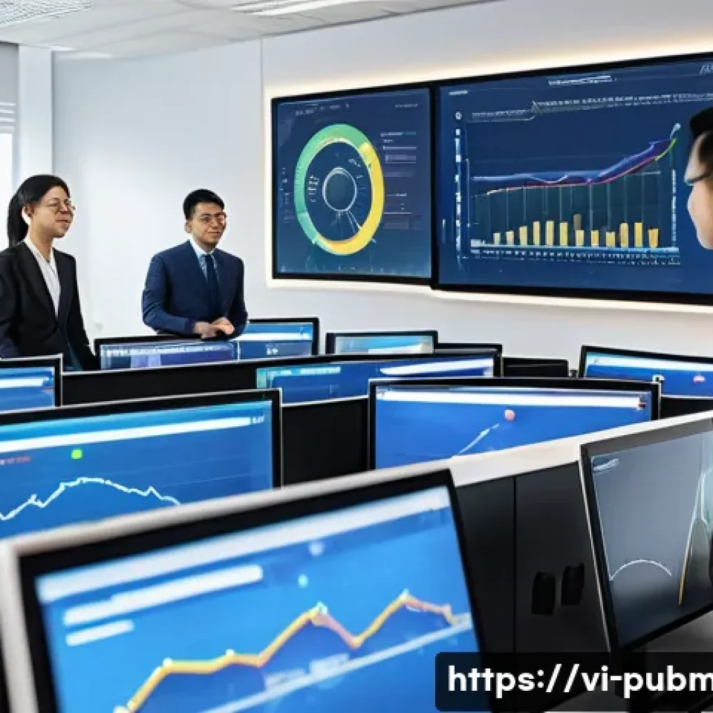 공공관리사 실무에서의 주요 과제와 해결 방법 - A modern Vietnamese public administration office scene showcasing a diverse team of professionals an...
