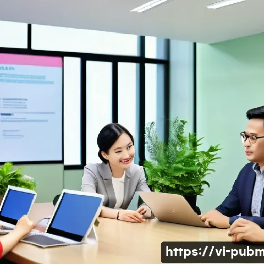 공공관리사 자격증으로 새롭게 도전할 수 있는 분야 - A professional Vietnamese public administration office scene showing a diverse group of civil servan...