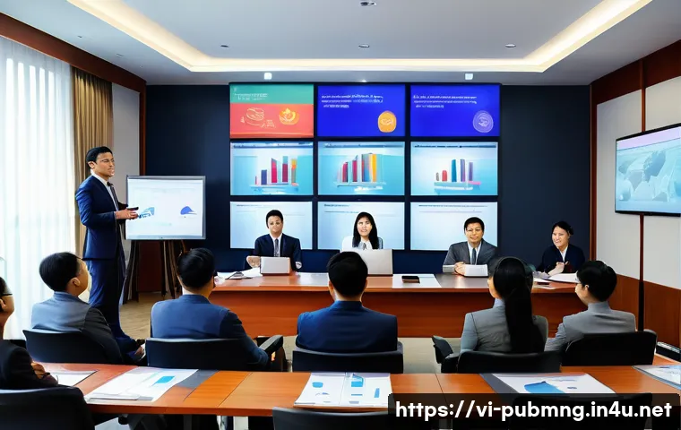 공공관리사 직무와 관련된 실무 교육 추천 - A professional Vietnamese public sector leader in a modern office setting, confidently conducting a ...