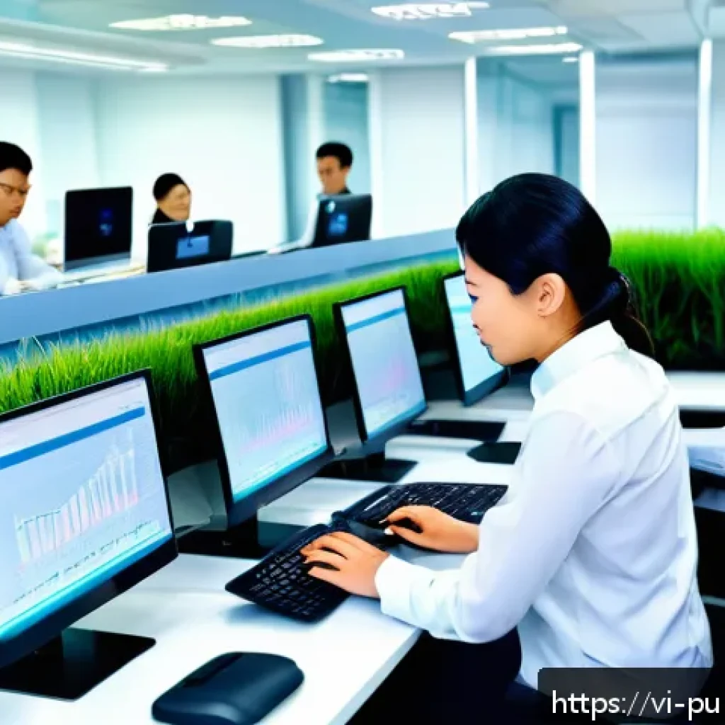 공공관리사 실무에서 자주 사용하는 소프트웨어와 도구 - A modern Vietnamese public administration office scene showing diverse professionals using advanced ...