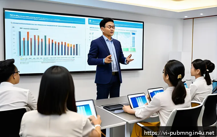 공공관리사 직무 교육에서의 주요 과제 - A modern Vietnamese government office training session showing a diverse group of professional civil...