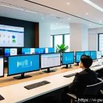 Home 22 공공관리사 직무 변화를 위한 조언 - A modern Vietnamese public office environment where diverse government employees are collaborating u...