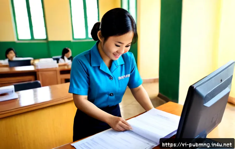 Home 17 공공관리사 경력 쌓는 법 - Photorealistic career-building scene in Vietnam: a young Vietnamese public administration profession...