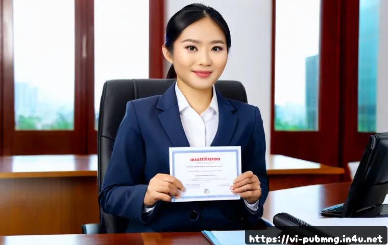 Home 17 공공관리사 자격증의 장점과 단점 - Photorealistic Vietnamese young professional in neat business attire confidently presenting a blank ...