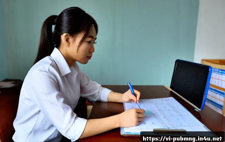 Home 17 공공관리사 실기시험 합격 전략 - Photorealistic Vietnamese public administration exam candidate practicing a professional practical a...